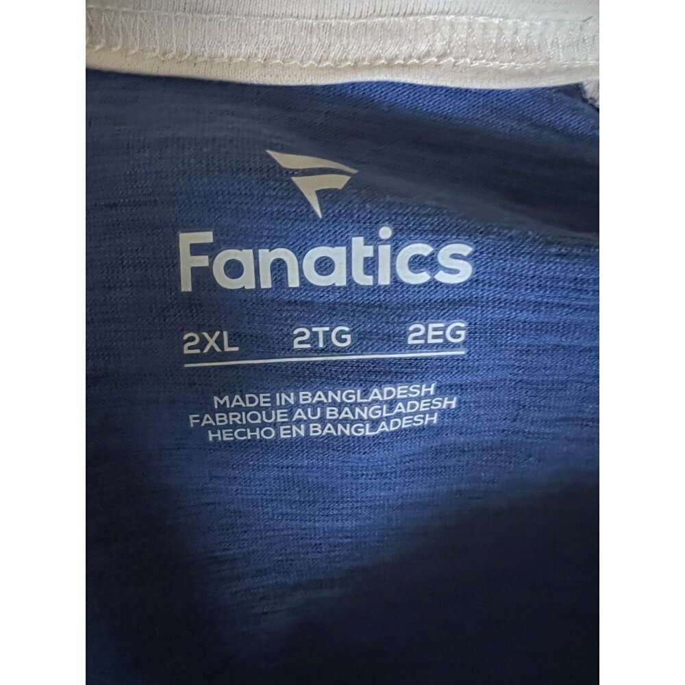 Fanatics Los Angeles LA Dodgers Baseball Blue Colorblock 3/4 Sleeve Shirt 2XL - Picture 5 of 5